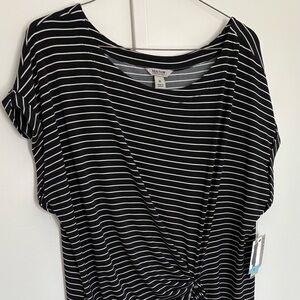 New With Tags Kenneth Cole Reaction Striped Short Sleeve Tie Front Dress Size XL